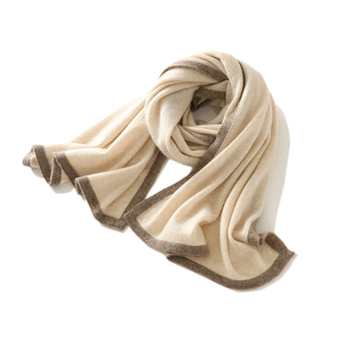 Bufanda Cashmere Tejida con Diseño Geométrico Bloques de Color - Estilo Occidental