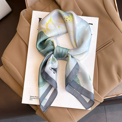 Pañuelo de Seda Cuadrado Rayas Blanco y Negro - Accesorio Versátil para Primavera - Image 28