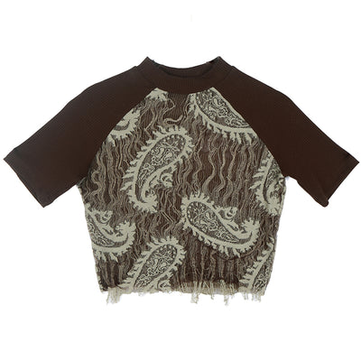Camiseta Retro con Malla, Borlas y Detalle de Flor en Hombro - Image 6