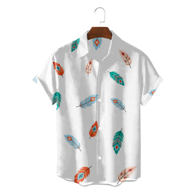 Camisa Suelta de Plumas para Hombre - Estilo Vacaciones Playa - Image 16