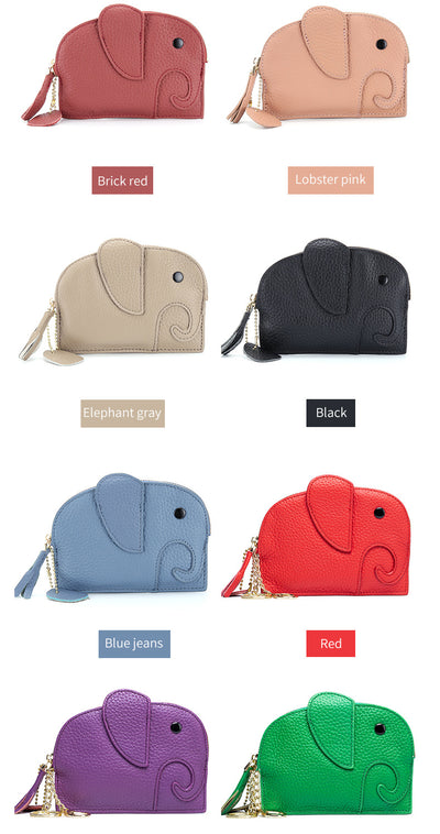 Monedero de Cuero Genuino Elefante Lindo - Cartera Mini Creativa - Image 19