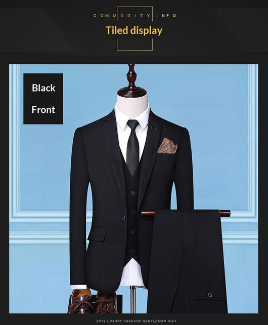Traje de Novio Tres Piezas Color Sólido Premium - Image 13