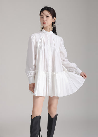 Vestido Camisero Plisado Manga Larga Diseño Exclusivo - Image 46