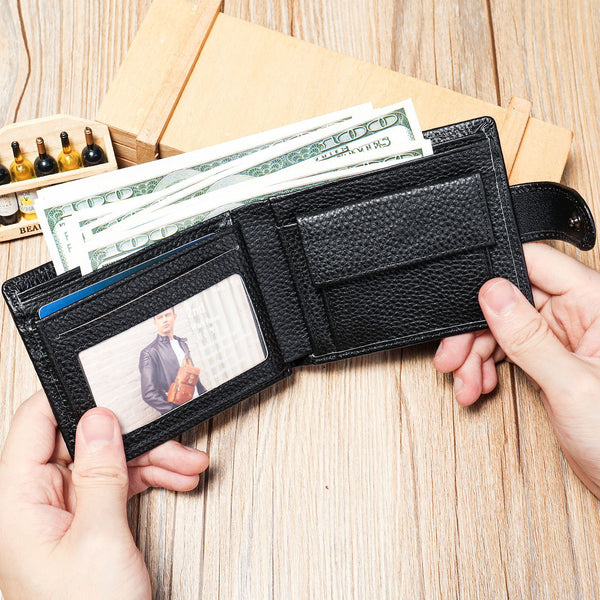 Billetera de Cuero para Hombre en Piel de Res Premium con Monedero