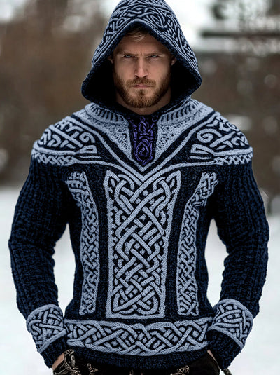Suéter Hoodie de Punto Grueso Manga Larga para Hombre - Image 3