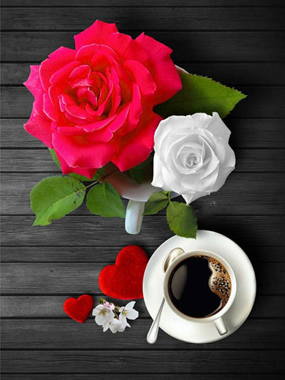 Cuadro de Diamantes Rosa Roja con Café - Pintura Diamante DIY Cuadrado Completo - Image 16