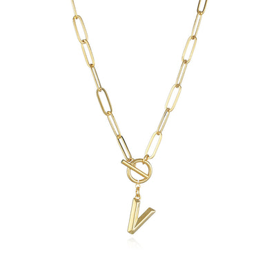 Collar de Letra Chapado en Oro Real Estilo Hip Hop - Image 33