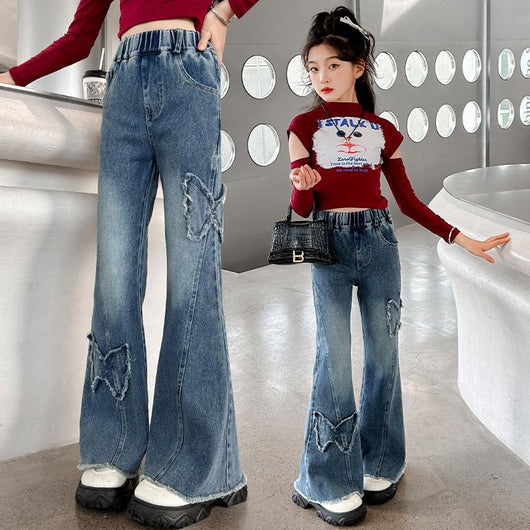 Pantalones Vaqueros Elásticos Casuales Versátiles para Niñas - Image 4