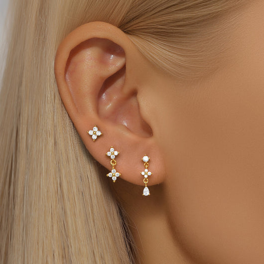 Aretes de Plata Esterlina 925 con Zirconia Geométrica y Borla para Uso Diario - Image 15
