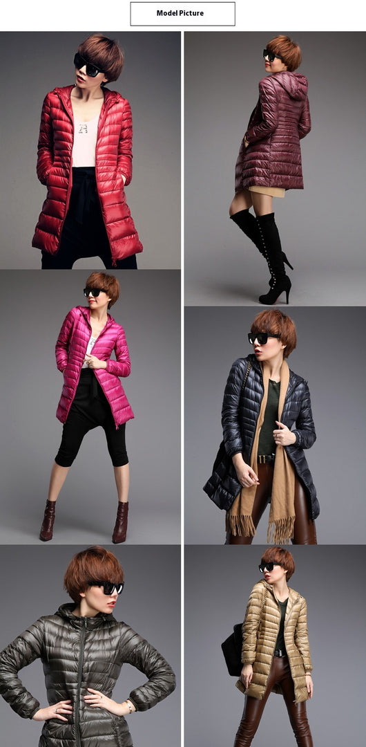 Chaqueta Acolchada Ligera Otoño Invierno Mujer Talla Grande Capucha Ajustada - Image 15