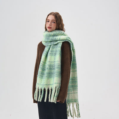 Bufanda Cuadros Blanco y Verde para Mujer - Image 6
