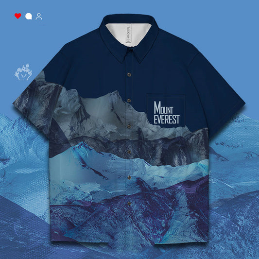 Remera Estampado Montaña Tendencia Manga Corta