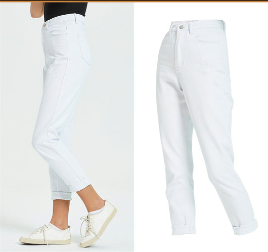 Jeans Blancos de Cintura Alta y Pierna Recta para Mujer - Cómodos y Versátiles - Image 4