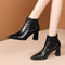 Botines Cortos Tacón Grueso Punta Afilada Talla Grande para Mujer