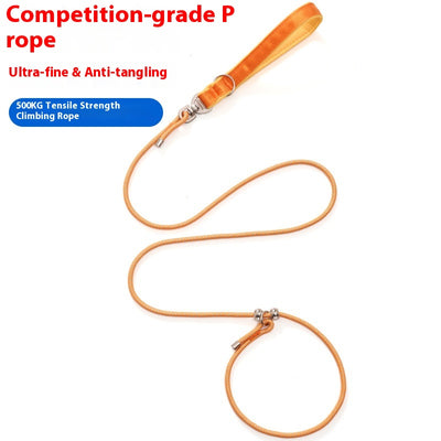 Red anti-knot competition grade P rope dog leash with a padded handle and metal hardware. - Image 5