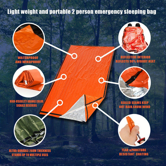 Saco de Emergencia Térmico Portátil - Manta Impermeable y Resistente al Viento para Camping - Image 10