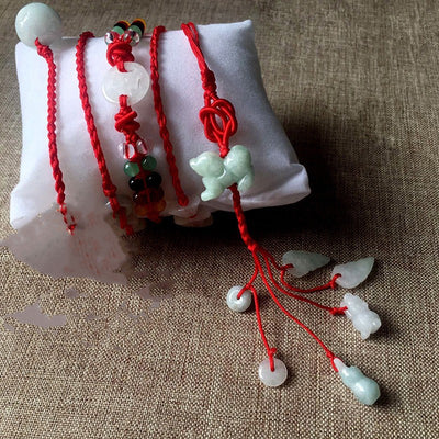 Cinturón Jade Natural Año Nuevo Rojo Tejido a Mano - Image 20