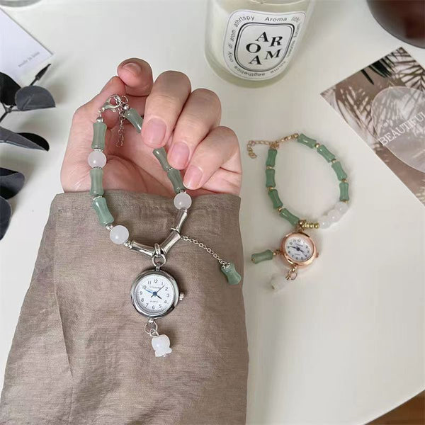 Reloj de Cuarzo para Mujer con Pulsera Nudo Bambú Estilo Chino