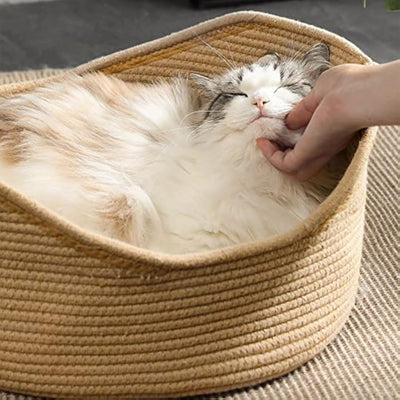 Cama Canasta de Mimbre para Gatos con Rascador Corrugado - Image 6
