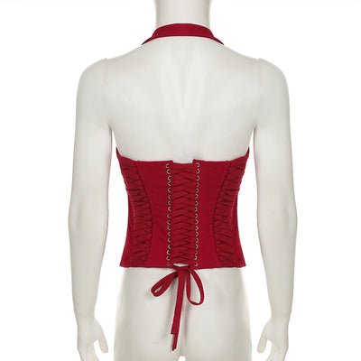 Top Halter Encaje Sexy Corto Anudado - Image 20