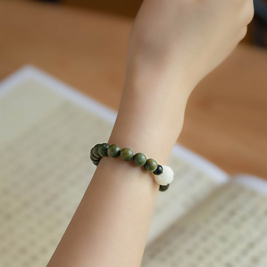 Pulsera Budista de Sándalo Verde y Loto Bodhi Blanco - Estilo Étnico - Image 2