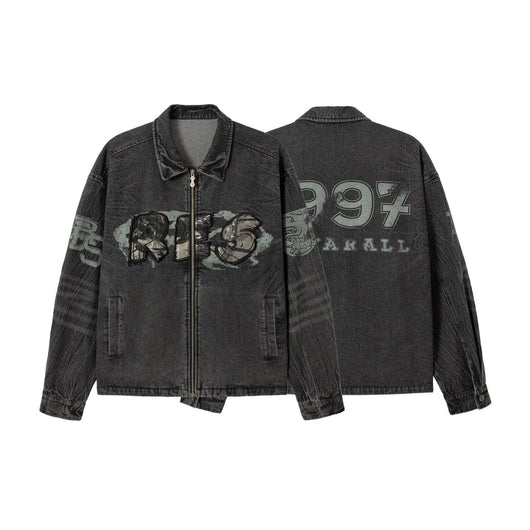 Chaqueta de Motociclista Denim con Bordados - Image 13