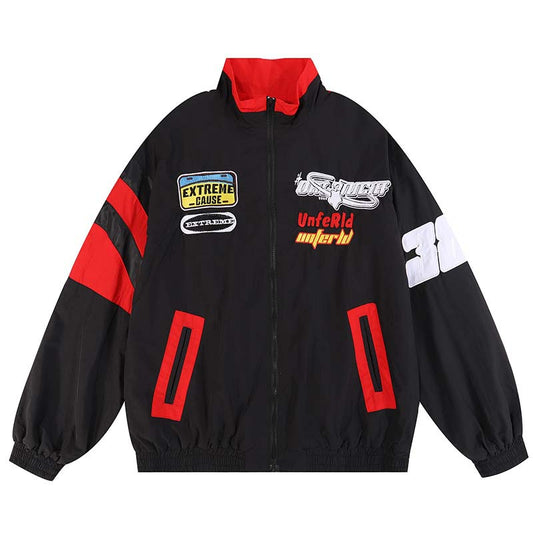 Chaqueta Motociclista Casual Suelta con Cuello Mao para Hombre