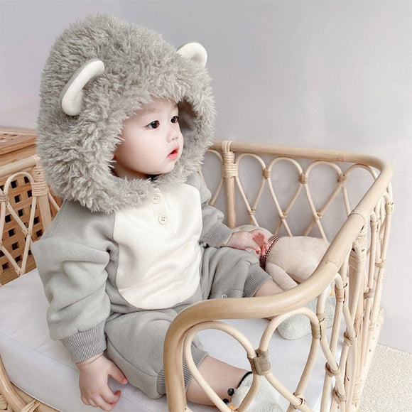 Mono Acolchado de Invierno para Bebé con Terciopelo