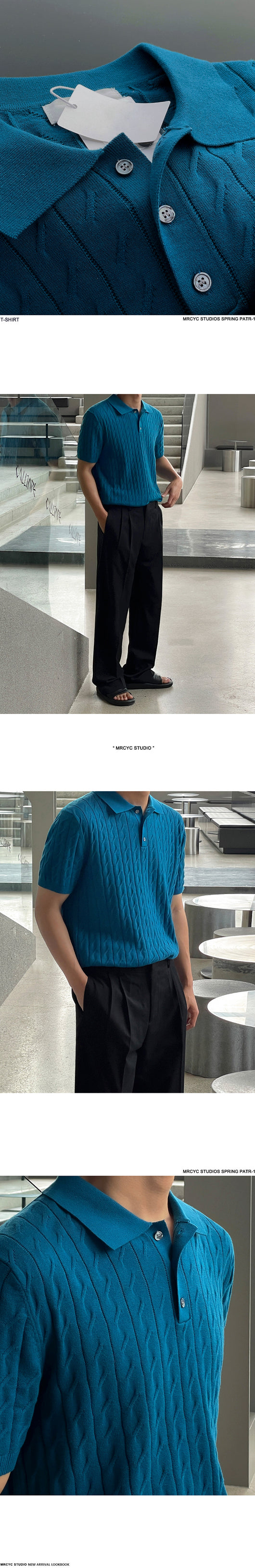 Polo Tejido Manga Corta Hombre - Cuello Fino Fit Relajado - Image 9