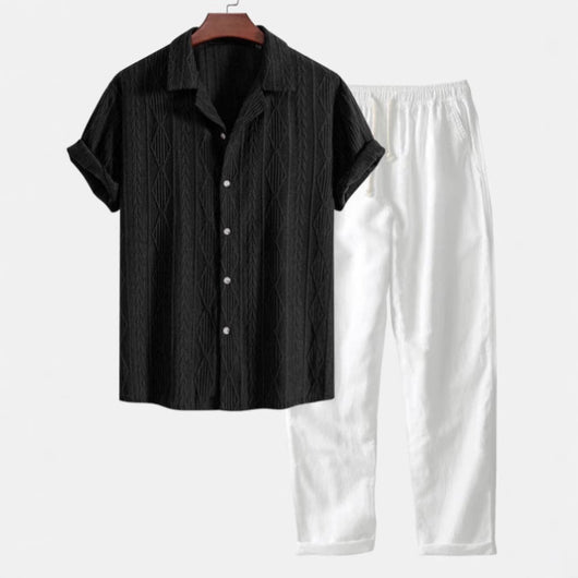 Conjunto Casual de Camisa Estampada y Pantalón Cómodo