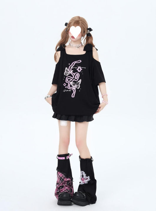 Blusa Hombros Descubiertos con Lazo Estampado Manga Corta - Image 10
