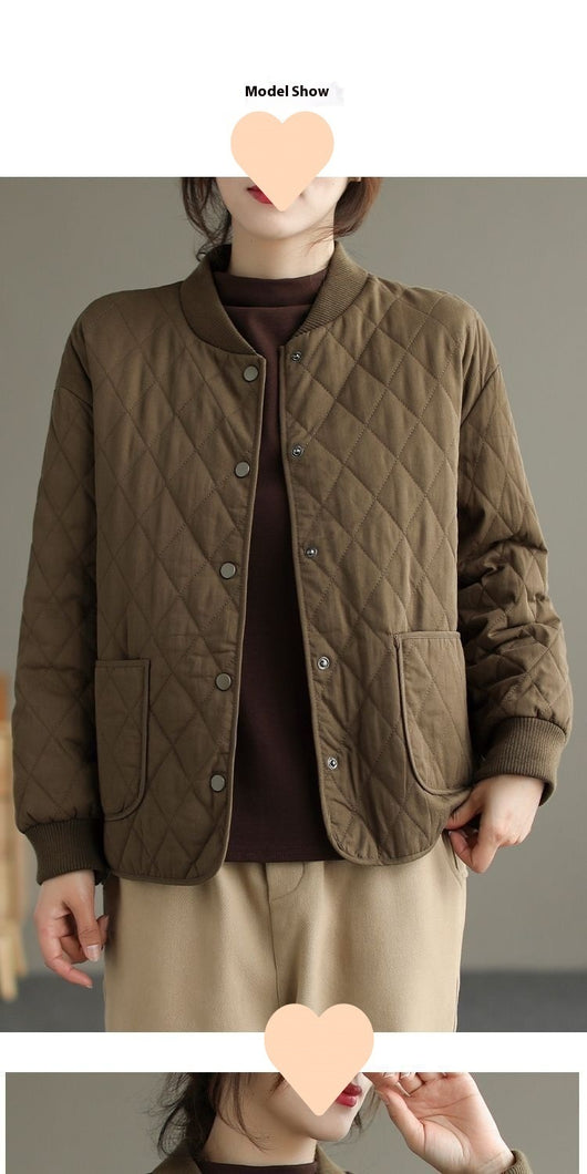 Chaqueta Acolchada de Algodón para Mujer - Diseño Rombo Ligero Otoño Invierno - Image 18