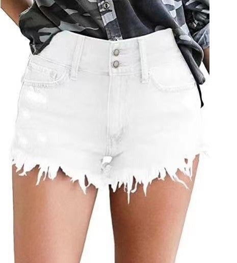 Shorts de Mezclilla Ajustados con Hebillas y Aberturas