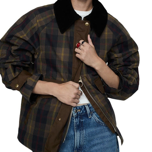 Abrigo Acolchado con Cuello de Piel - Diseño Tartán Otoño Invierno - Image 6