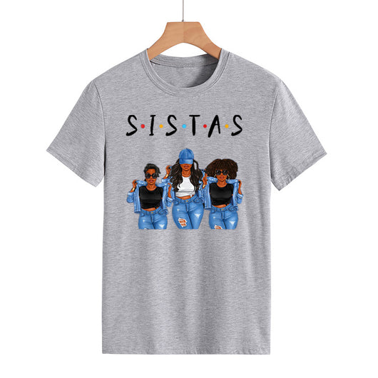 Playera Denim Sistas Three con Estampado Girly de Manga Corta - Image 5