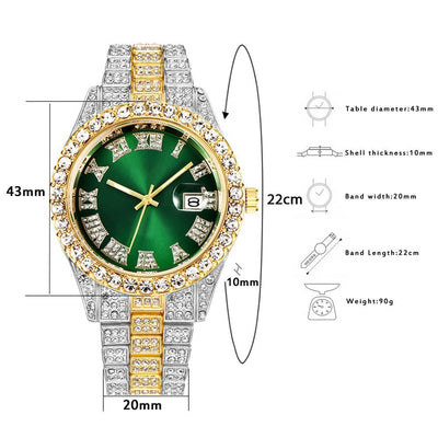 Reloj de Pulsera Hombre Acero Diamante con Calendario Movimiento Cuarzo - Image 11