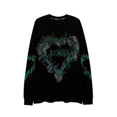 Sudadera Oversize Gótica Punk con Estampado - Manga Larga Estilo Harajuku