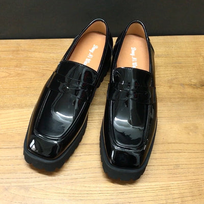 Zapatos Hombre Punta Cuadrada Charol Negro - Estilo Moderno y Versátil - Image 4