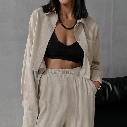 Conjunto Dos Piezas Pantalón y Camisa Suelta Casual - Image 3
