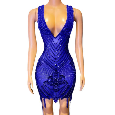 Vestido de Fiesta Ajustado con Escote en V y Detalles de Strass - Image 5