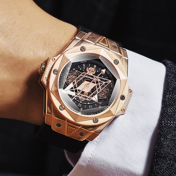 Reloj de Cuarzo para Hombre con Banda de Silicona Resistente al Agua