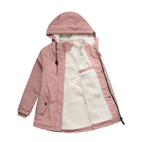 Abrigo de Invierno para Mujer Talla Europea Acolchado con Forro de Terciopelo