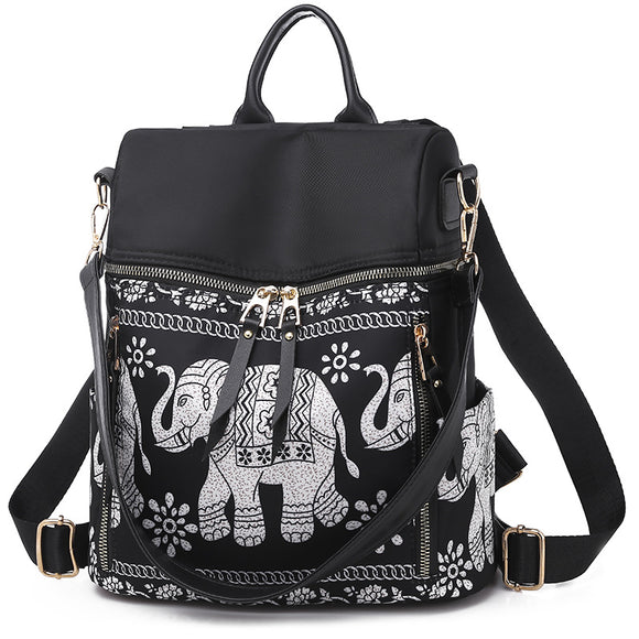 Mochila Étnica de Elefante com Desenho Tribal - Bolsa Escolar Transversal Multiuso