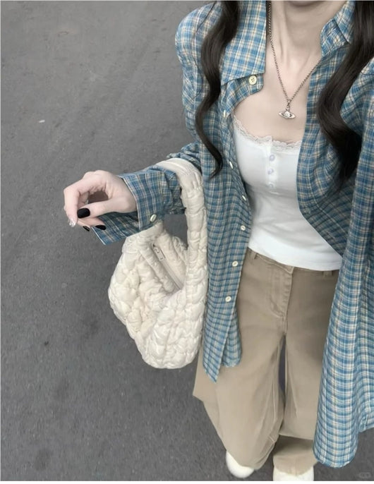 Camisa Cuadros Azul Primavera para Mujer - Image 10