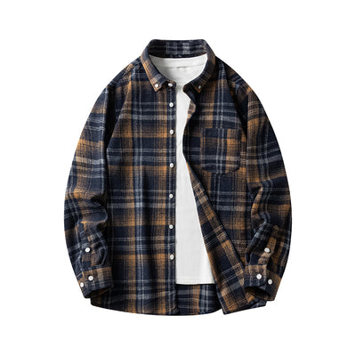 Camisa de Franela a Cuadros para Hombre - Abrigo Casual Grueso Talla Grande Otoño Invierno - Image 10