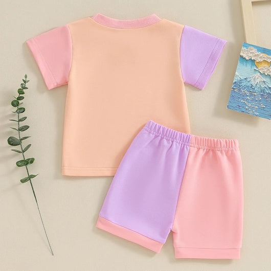 Conjunto Infantil de Dos Piezas: Playera y Shorts con Combinación de Colores - Image 4