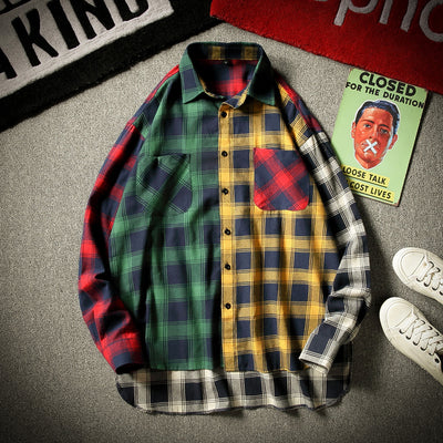 Camisa Cuadros Primavera Hombre Suelta Irregular - Image 9