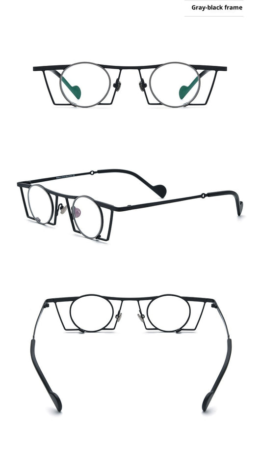 Gafas Retro Redondas de Titanio Puro con Combinación de Colores - Image 14