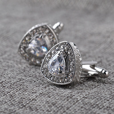 Gemelos para Camisa Hombre Cristal Triangular Diamante Francés