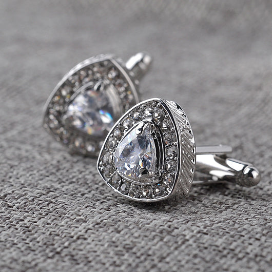 Gemelos para Camisa Hombre Cristal Triangular Diamante Francés